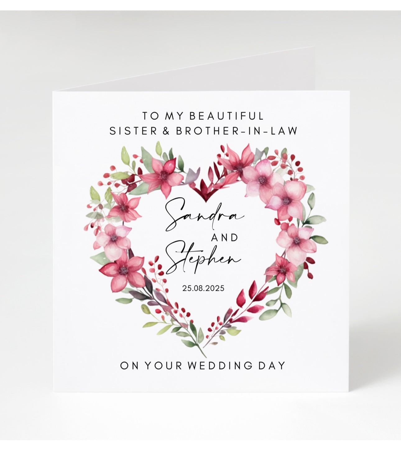 Personalised Floral Wreath Wedding Card