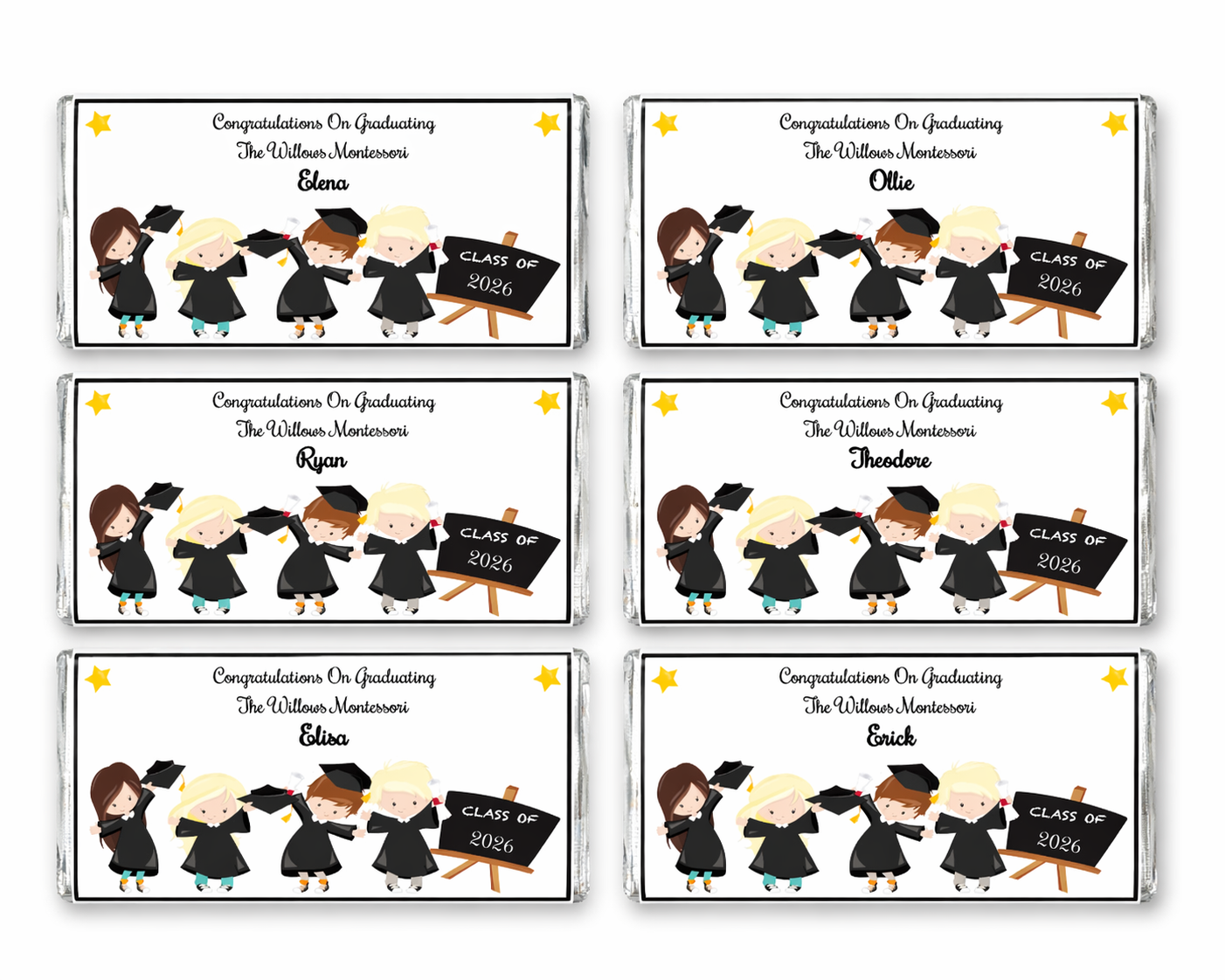 Personalised Graduation Bars (Pack of 10)