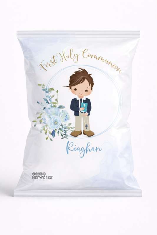 Personalised Communion Boys Crisp/Chip Bags (Pack of 10)
