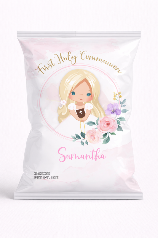 Personalised Communion Girls Crisp/Chip Bags (Pack of 10)
