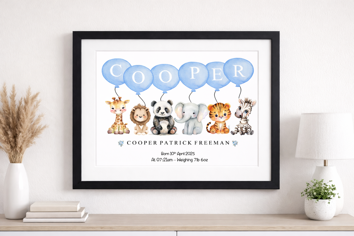 Personalised Animal Balloon New Baby Print