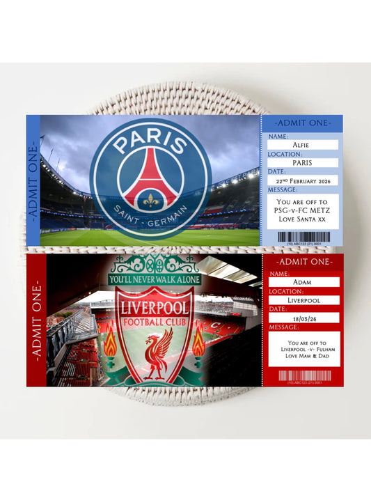 Personalised Football Match Tickets