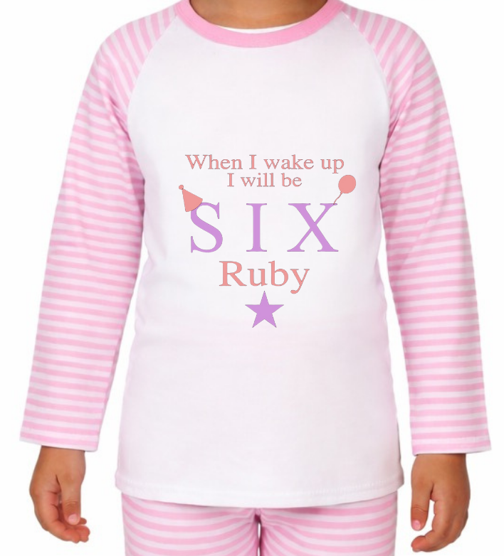 Personalised Age Girl Birthday Pyjamas