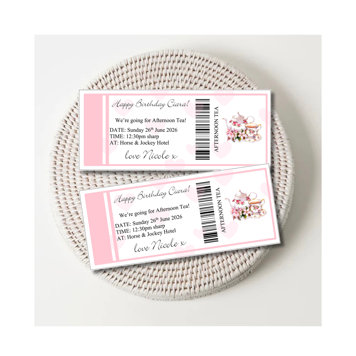 Personalised Afternoon Tea Voucher