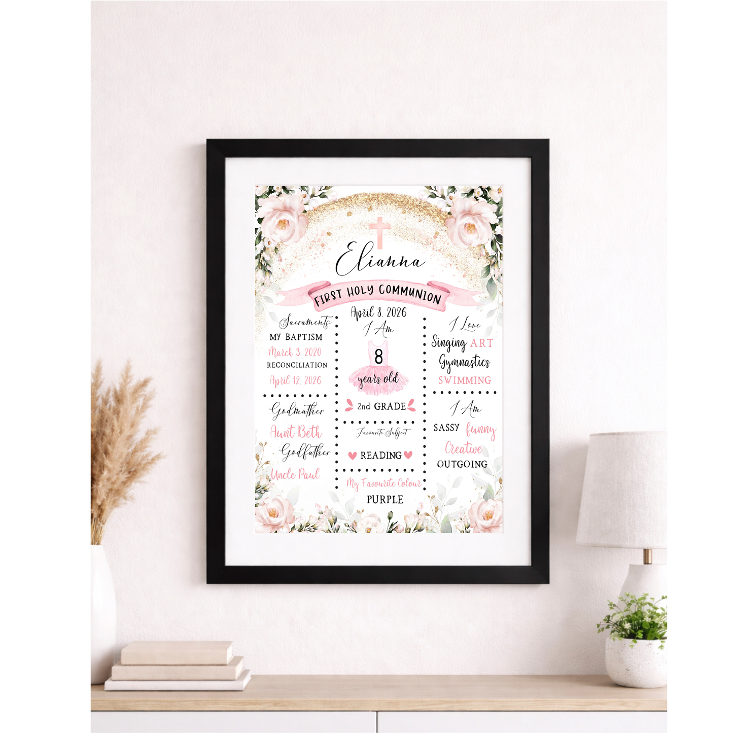 Personalised Communion or Confirmation Milestone Print