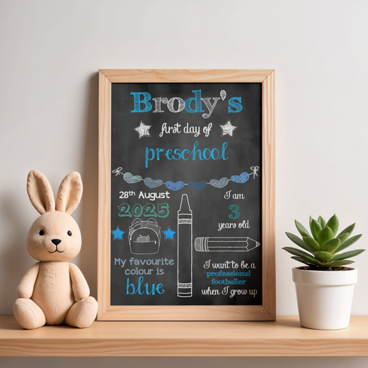 Personalised First Day of School Print