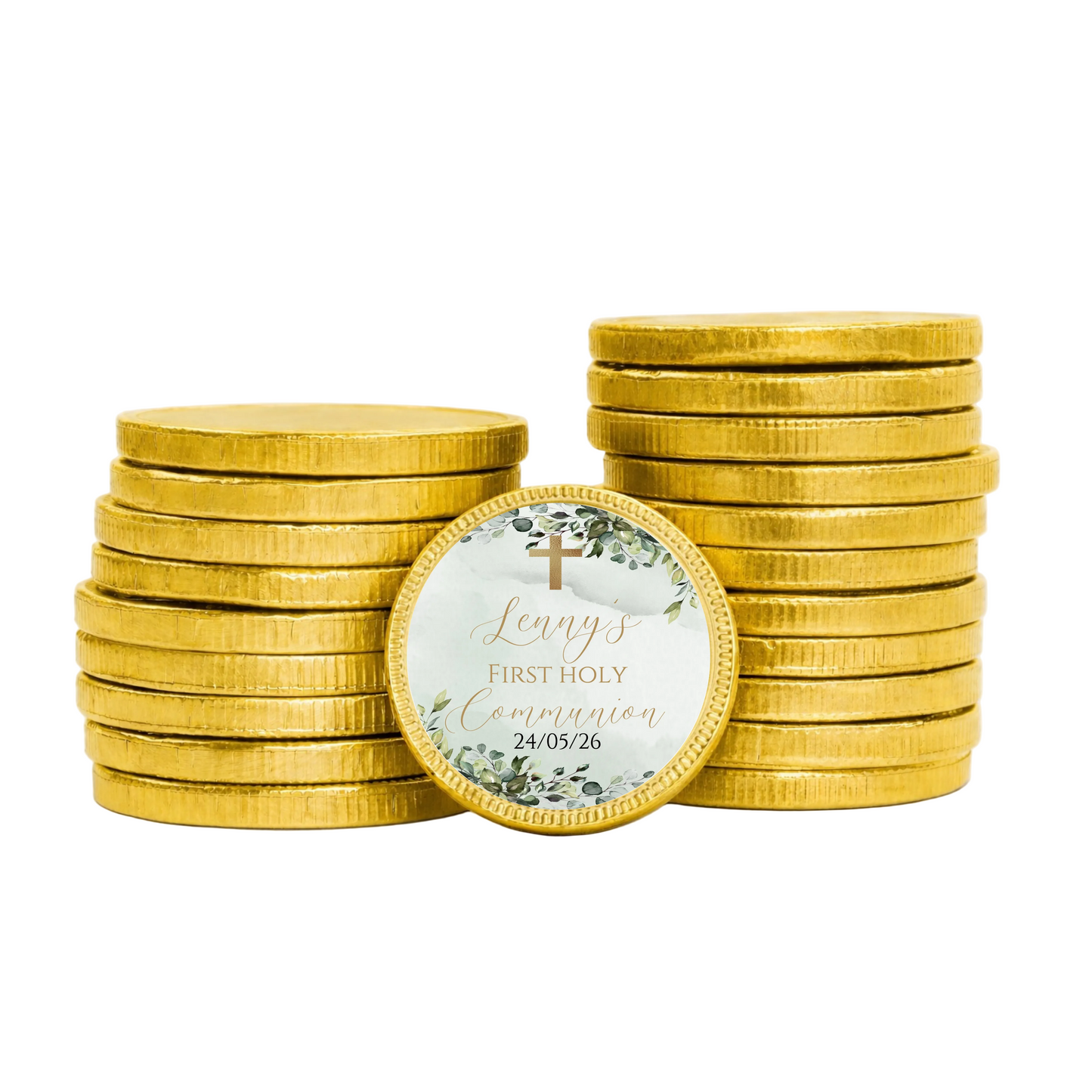 Pack of 10 Personalised Chocolate Coins